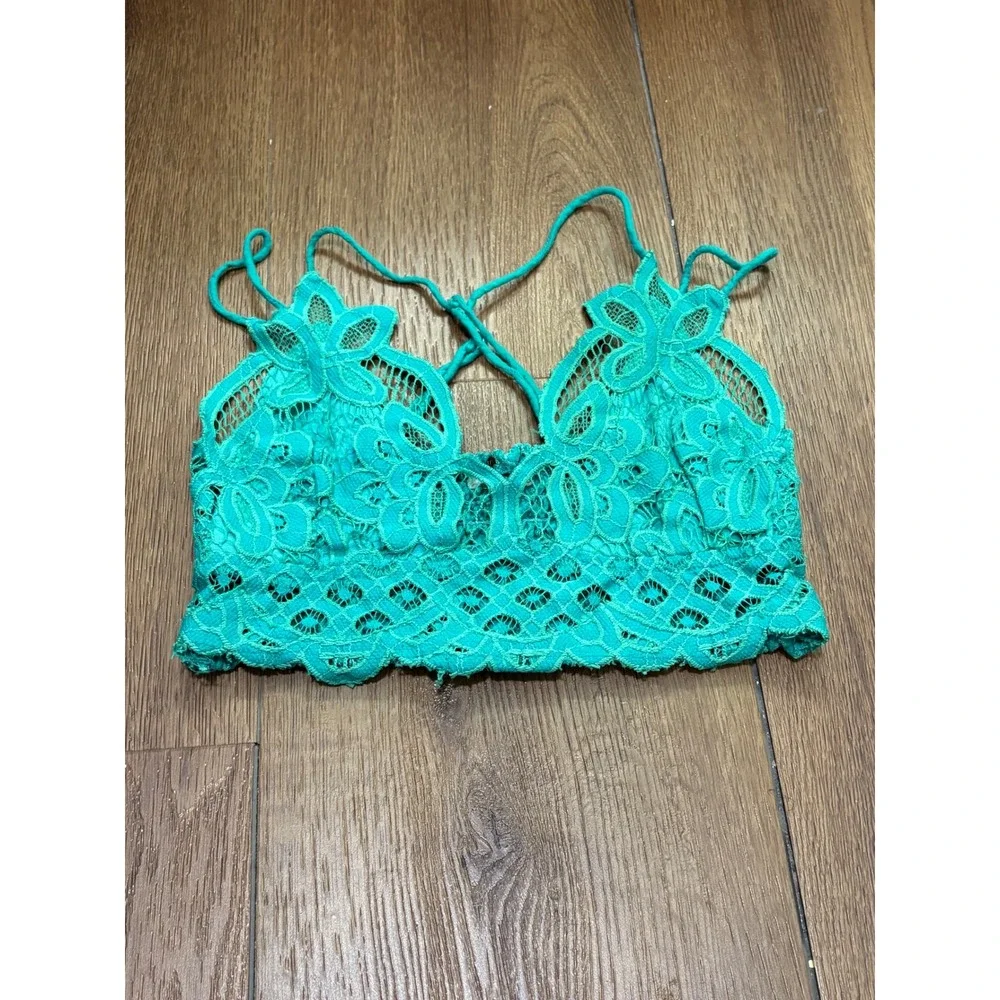 Free People FP One Adella Women's Lace Bralette Aqua Teal Crochet Boho